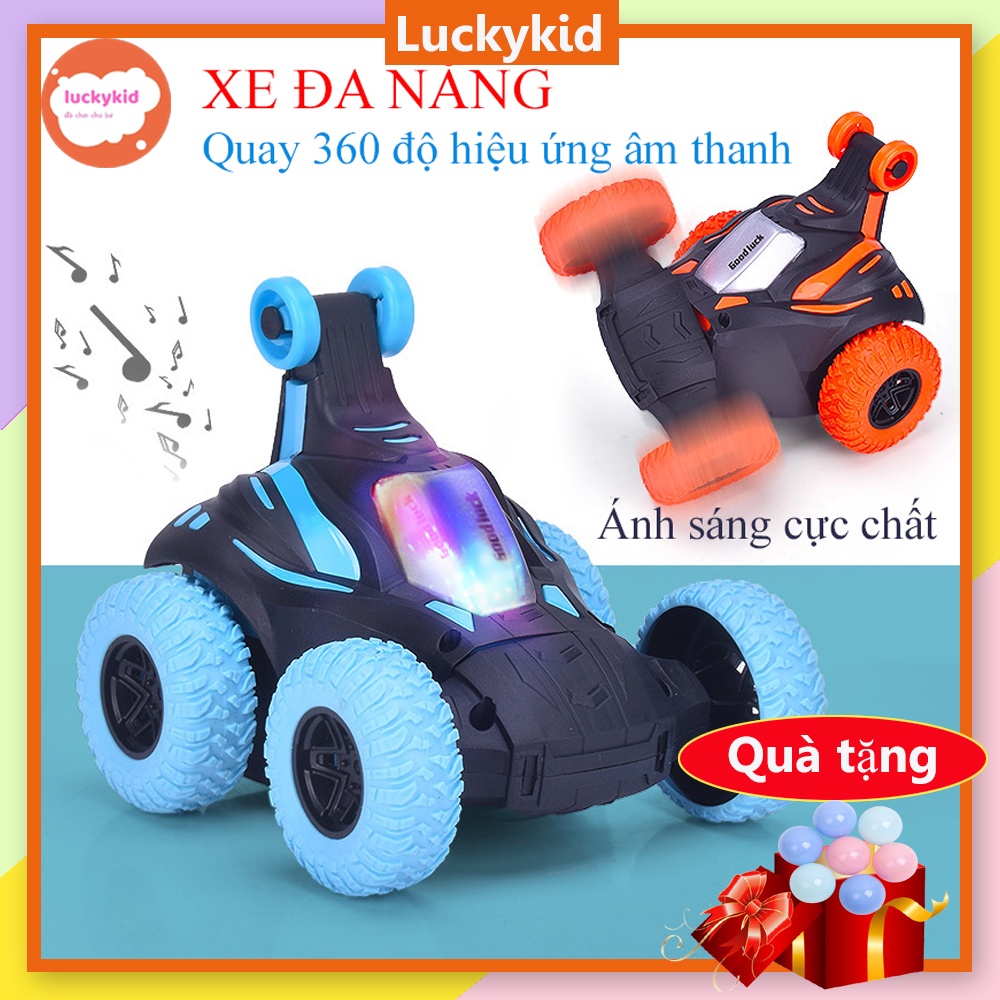 Đồ chơi trẻ em ô tô đồ chơi Luckykid Xe đồ chơi ô tô cho bé địa hình , xoay, nhào lộn, có âm thanh và ánh sáng