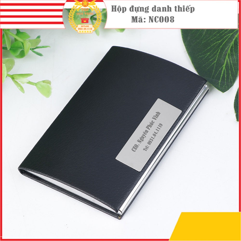 Hộp đựng danh thiếp, card visit, name card cao cấp bằng da PU cao cấp thép không gỉ | Có khắc tên và SĐT theo yêu cầu