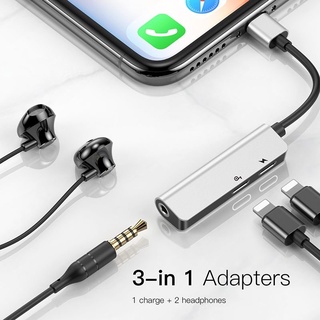 Jack chuyển đổi tai nghe iPhone 3 in 1 Baseus L52 Vừa sạc vừa nghe Hỗ trợ mic chân Lighting Chính Hãng Baseus
