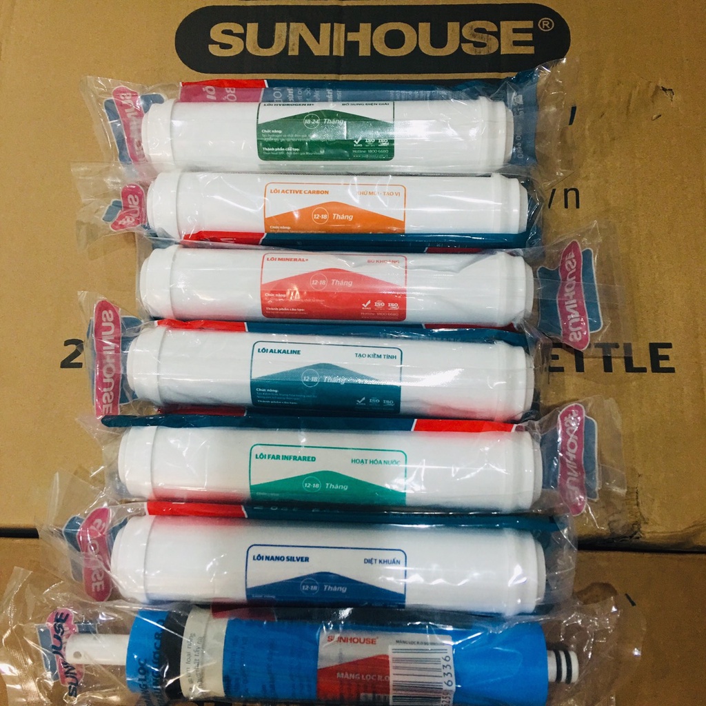 Bộ Lõi Lọc Nước Sunhouse 4,5,6,7,8,9,10 - Combo Lõi R.O và Lõi Khoáng Sunhouse