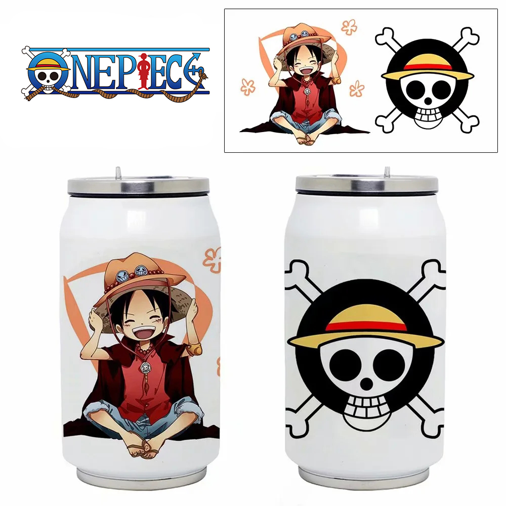 Bình Giữ Nhiệt Bằng Thép Không Gỉ 304 Hai Lớp 350ML In Hình Anime ONE PIECE SY6