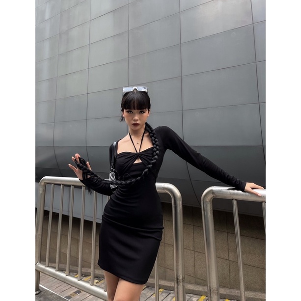 Đầm cột cổ ngắn