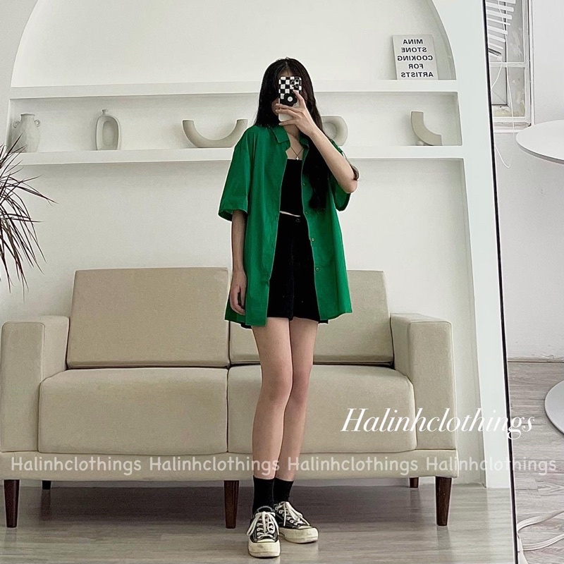 Sơ mi cộc tay trơn dáng rộng freesize | BigBuy360 - bigbuy360.vn