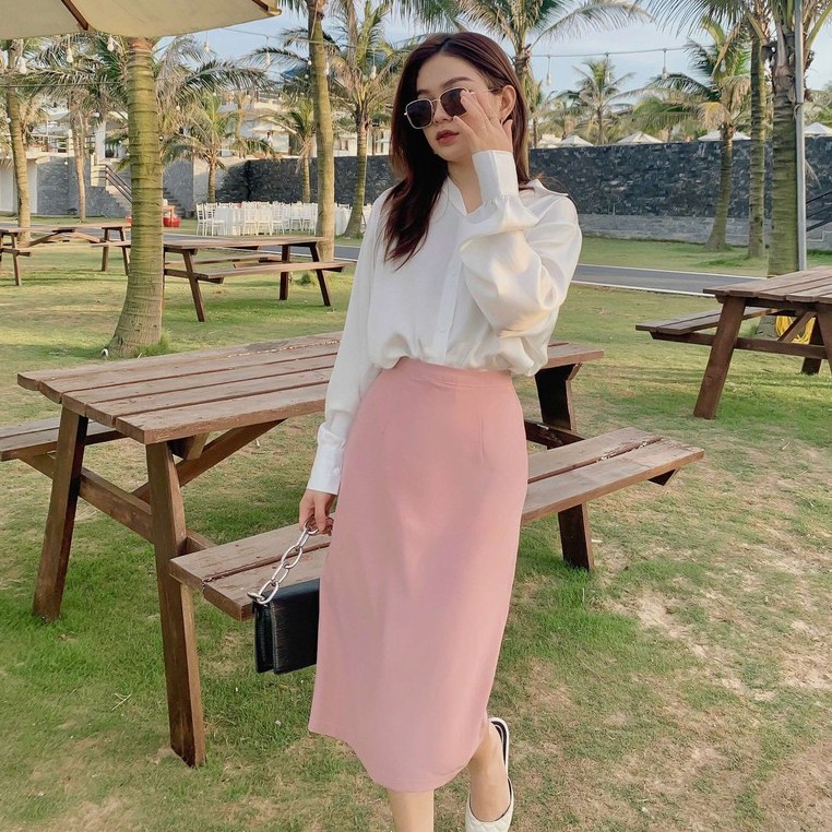 Chân váy dáng chữ A, dài qua gối lưng cao xẻ sau màu trơn đủ size, phong cách công sở ulzzang Hàn Quốc T-Ju(cv Sao Linh) | BigBuy360 - bigbuy360.vn