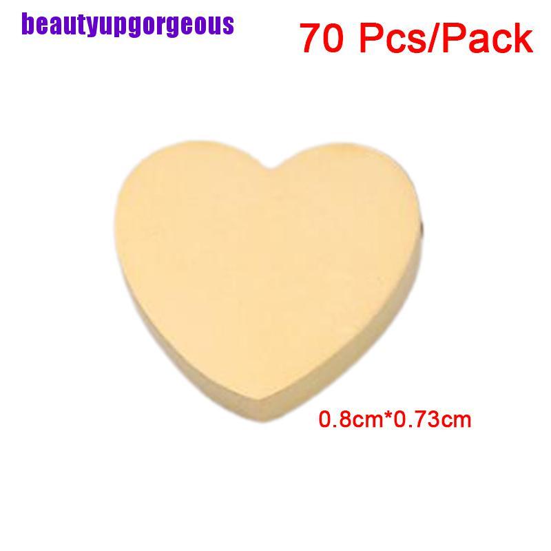 Bộ 70 hạt xâu chuỗi hình trái tim màu vàng kim dùng làm trang sức thủ công