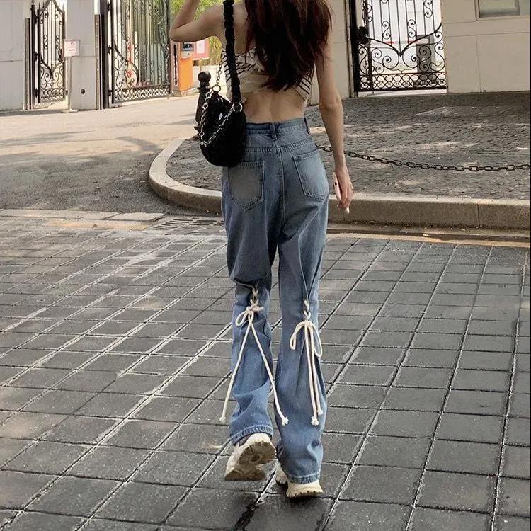 Jiashucheng Quần Jean Ống Rộng Lưng Cao Thời Trang Xuân Thu Kiểu Mới Cho Nữ