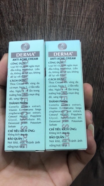 KEM GIẢM MỤN DERMA ANTI ACNE CREAM TUÝP 10g