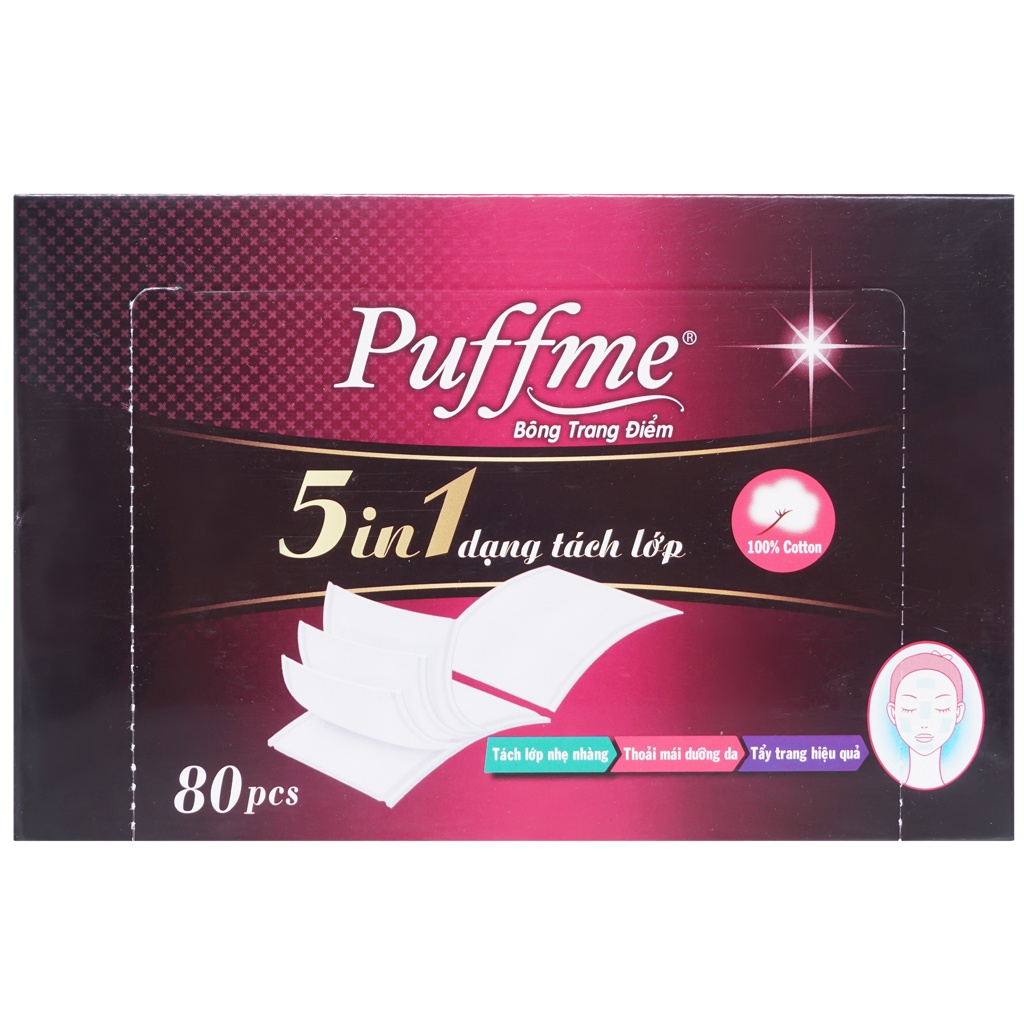BÔNG TẨY TRANG PUFFME 5IN1 5 LỚP CAO CẤP 80 MIẾNG