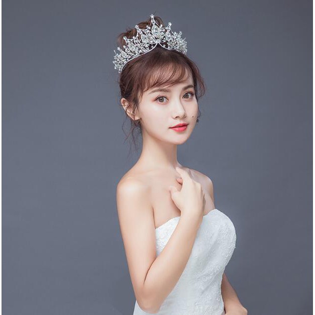 Big Baroque Rhinestone Crystal Beaded Headband Tiara Tea Party Bride Crown Luxury Wedding Korean Hair Ornaments