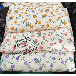 vải thô cotton hoa thạch thảo mềm mịn mát may váy đi chơi,bộ mặc nhà ( ảnh thật )