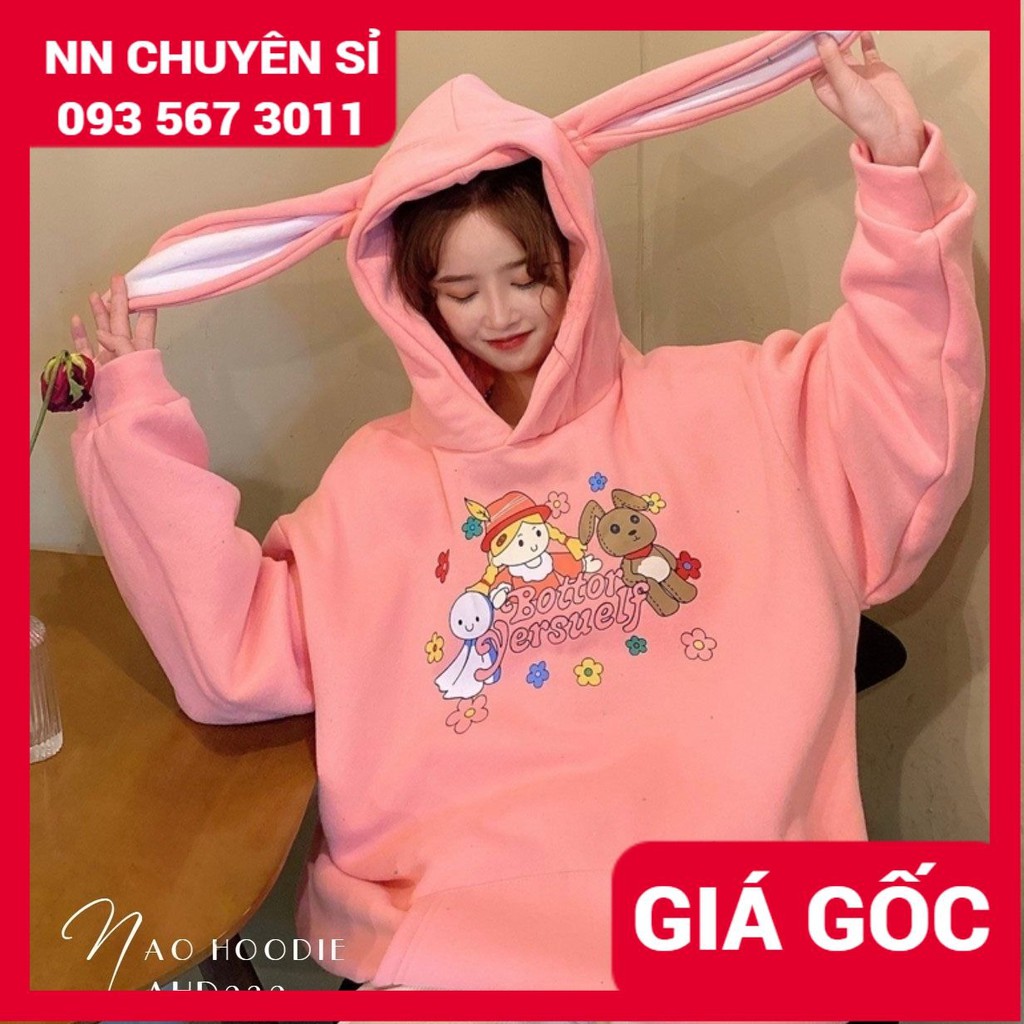 Áo hoodie nữ chất nỉ mềm mịn in hình hoạt hình in chữ dễ thương AHD Áo nỉ chui hoodie nam nữ Unisex