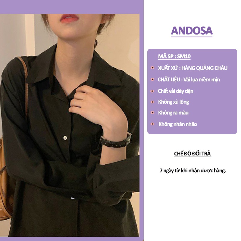 Áo sơ mi nữ form rộng tay dài kiểu công sở đẹp hàng Quảng Châu cao cấp ANDOSA SM10