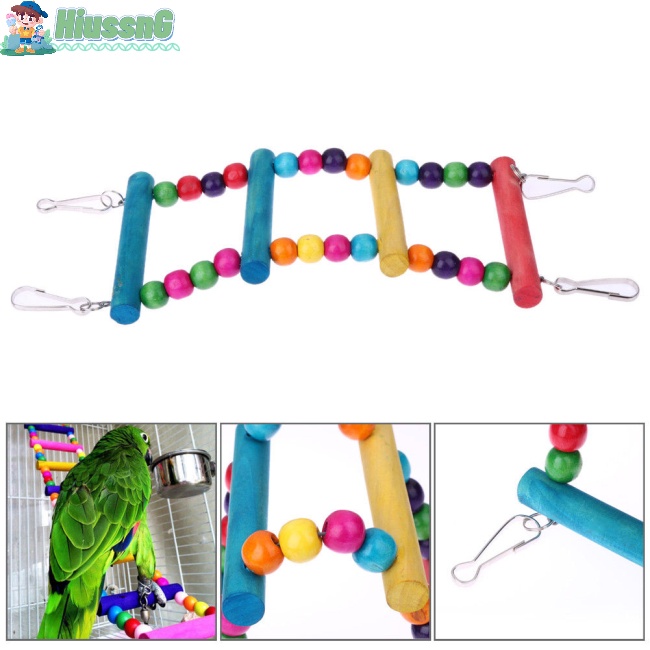 Thang Dây Đồ Chơi Bằng Gỗ Nhiều Màu Sắc Dành Cho Vẹt