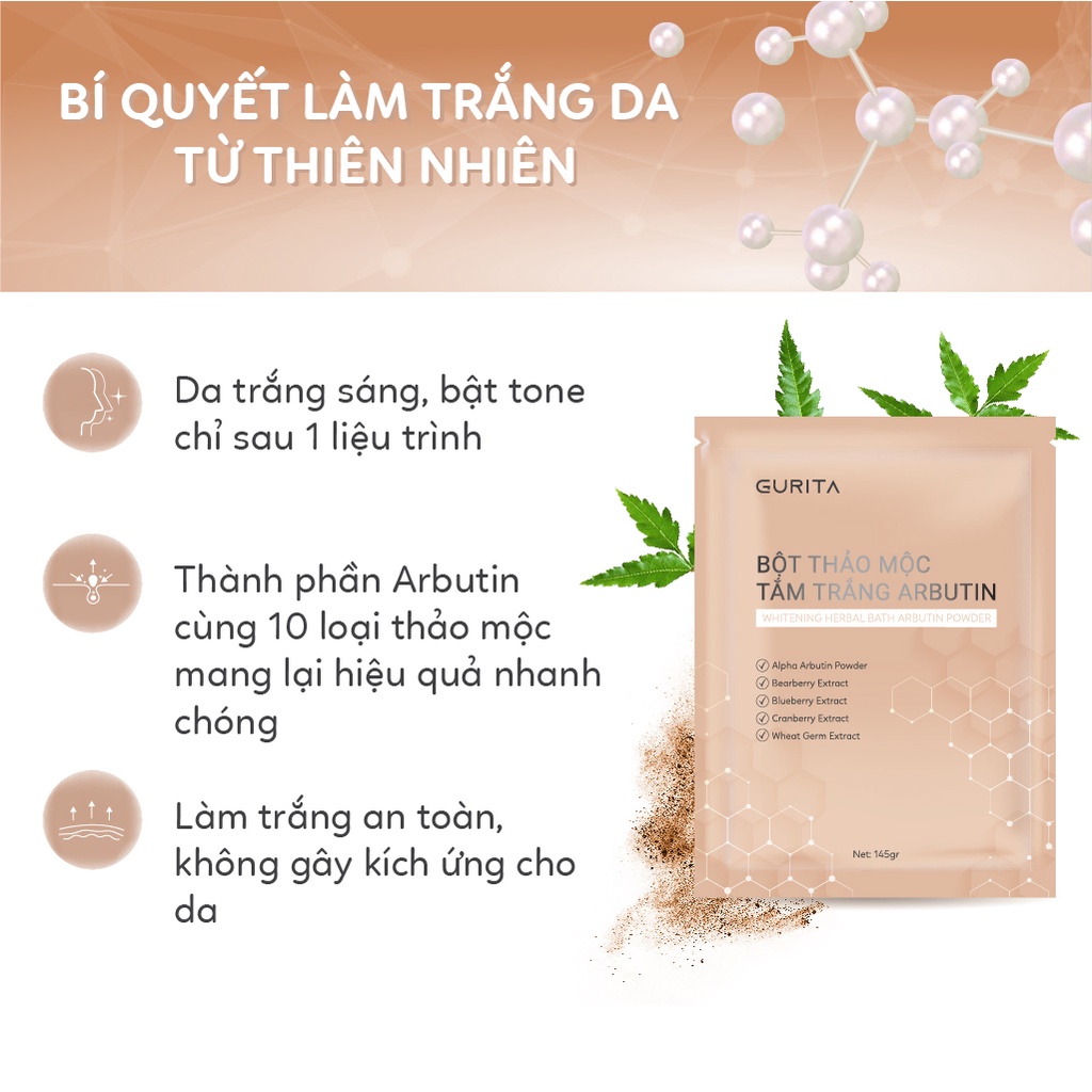 Bộ sản phẩm làm trắng da body Gurita, gồm bột tắm trắng và kem dưỡng, trắng sau 1 liệu trình