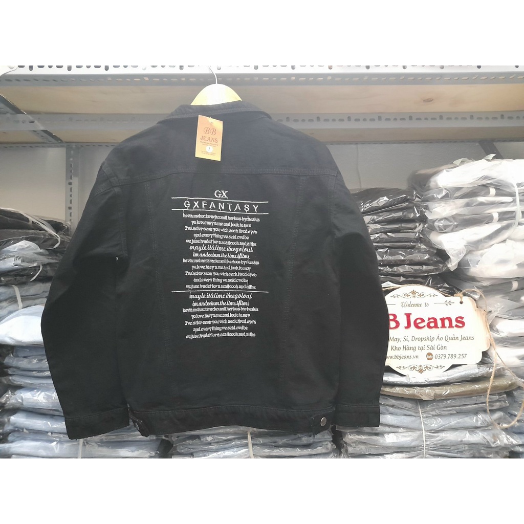 Áo khoác jean nữ đen form rộng GX thêu cao cấp Nasa tại Panda Style Store