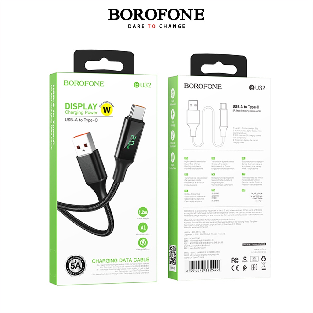 Dây sạc Borofone BU32 Exclusive dài 1.2m - AK Mobile