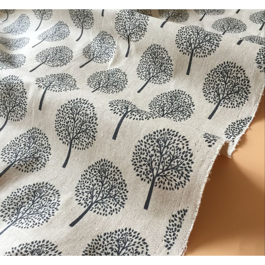 Vải linen họa tiết Họa tiết cây V-D09