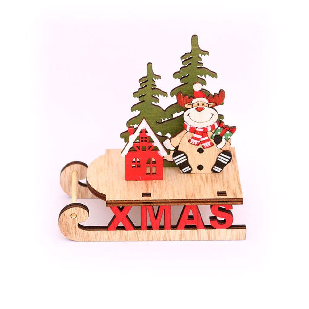 Phụ Kiện Trang Trí Bàn Làm Việc Bằng Gỗ Hình Ông Già Noel / Người Tuyết / Nai Sừng Tấm