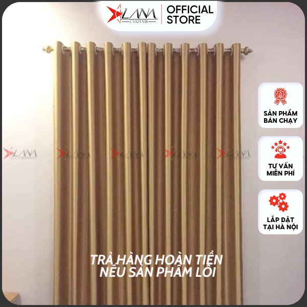 Rèm cửa sổ chống nắng màu vàng rèm vải che nắng cửa chính phòng khách cao cấp treo tường may sẵ