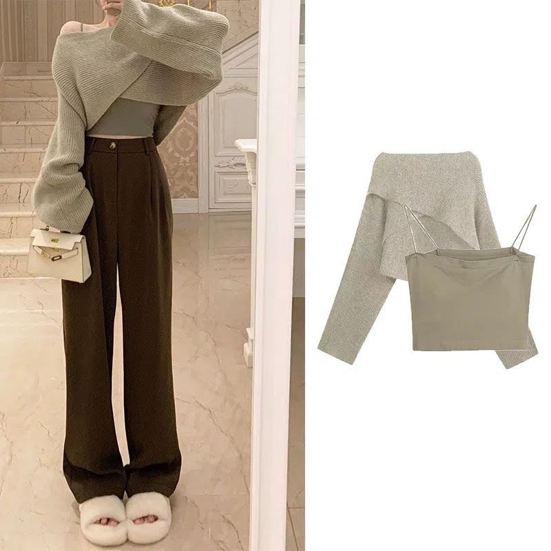 Áo Sweater Dệt Kim Dáng Suông Thời Trang Thu Đông Cá Tính