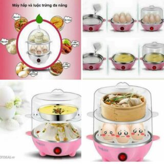 Nồi luộc trứng hấp thức ăn 2 tầng