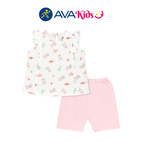 Bộ bé gái chữ A Lullaby NH324M trắng in thỏ