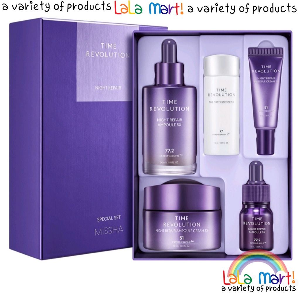 Set 2 Tinh Chất Missha Time Revolution Night Repair Ban Đêm 5X 70ml