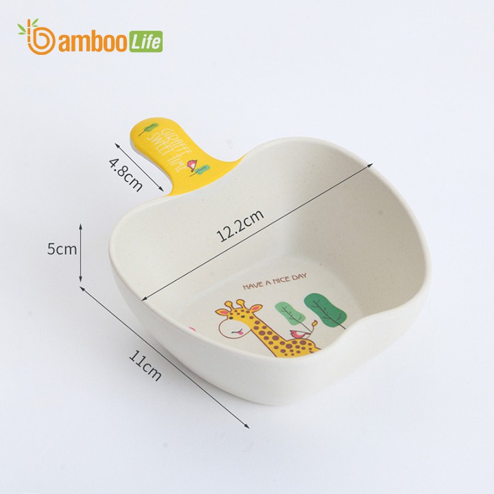 Bát ăn dặm sợi tre Bamboo Life BL1825 cao cấp hình trái táo có thìa tre tiện dụng