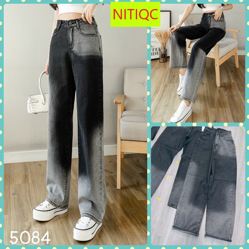 QUẦN JEANS ỐNG RỘNG NỮ LƯNG CAO LOANG XÁM MẢNG VẢI DÀY DẶN MỀM MỊN CAO CẤP NITIQC SIÊU HOT HIT