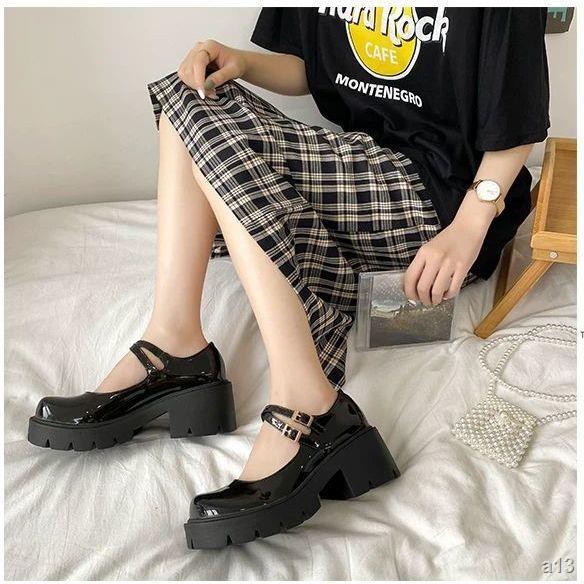 ►┅> Giày đế dày mùa hè giày da nhỏ nữ kiểu Anh giày đồng phục jk Nhật Bản retro giày đơn Mary Jane giày <