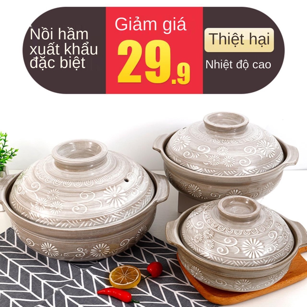 YLửa nguyên bản Phong cách Nhật Hầm Nồi gia đình Súp khí nhỏ đá đất Mì Cơm niêu sét sứ đáy phẳng