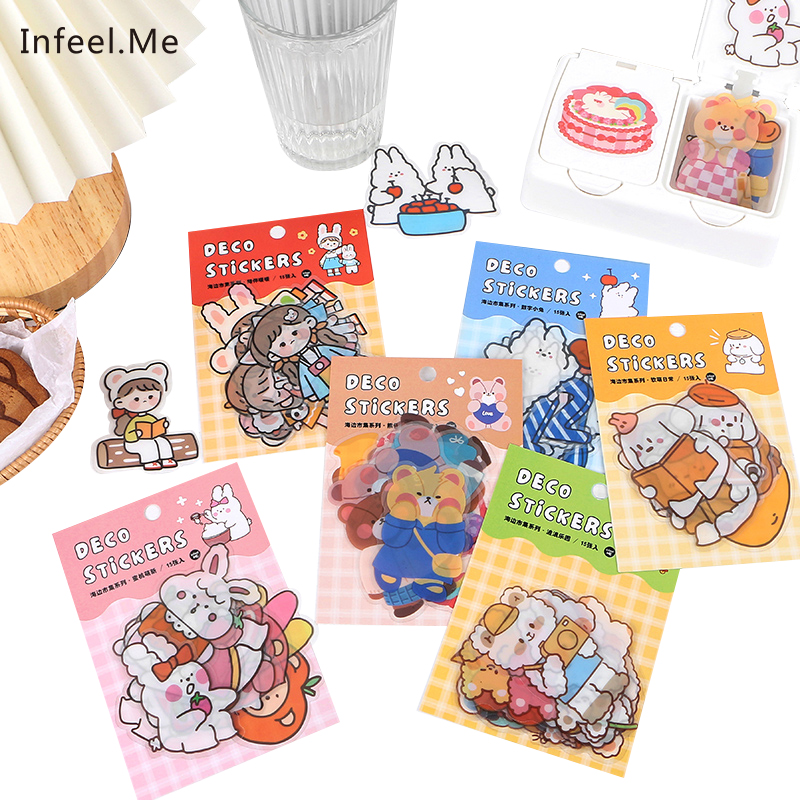 Bộ 15 miếng dán trang trí INFEEL.ME đáng yêu tiện lợi dành cho sổ tay