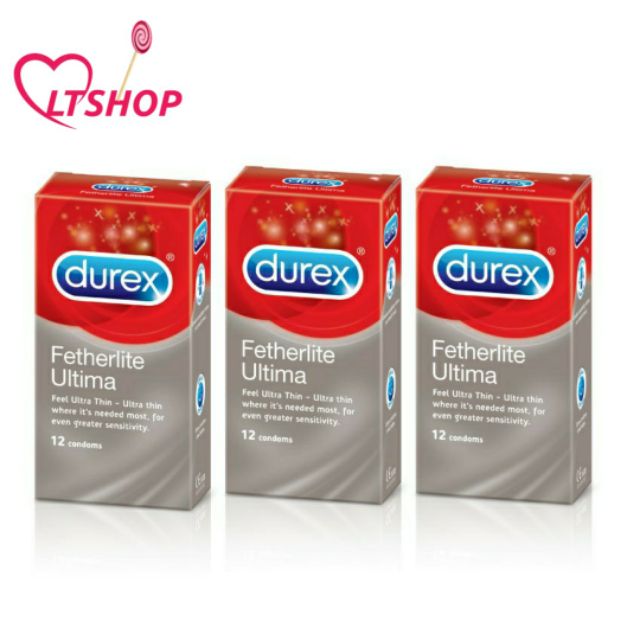 Bộ 3 Hộp Bao Cao Su Durex Fether Ultima (12 bao/hộp, size 52mm)