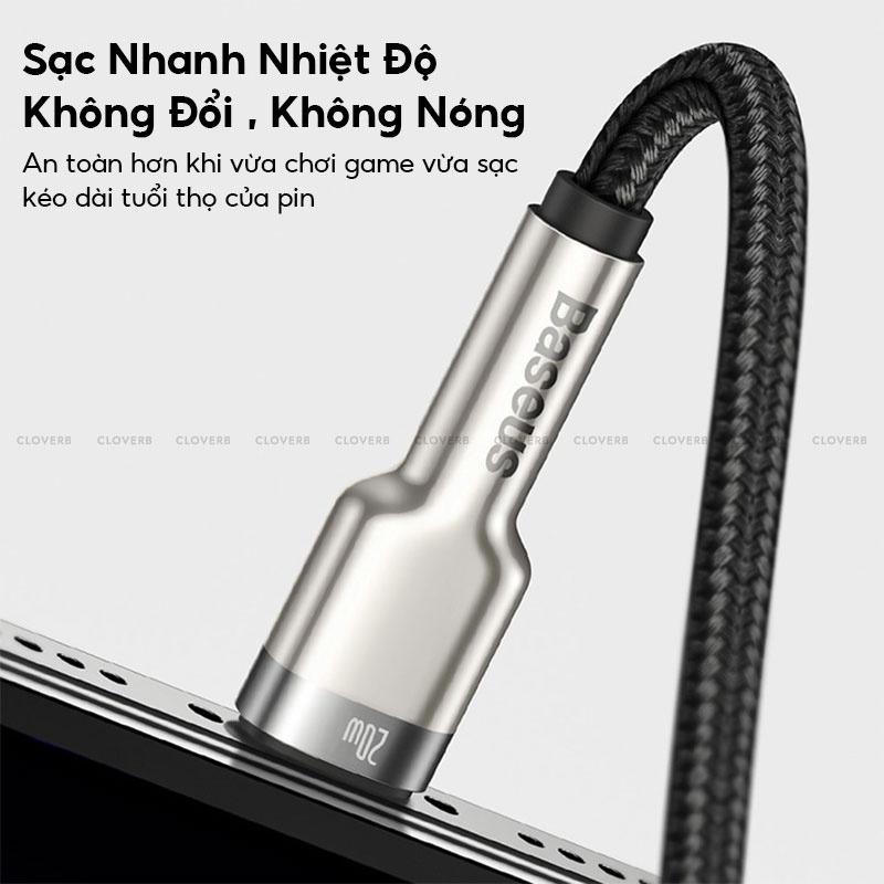 Cáp sạc nhanh PD 20W Baseus Type C to L Hỗ trợ sạc nhanh cho 7/8/X/11/12/13 An Toàn Siêu Bền - Phụ Kiện AZ