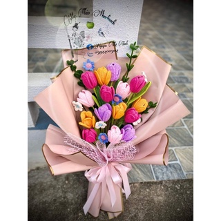 Bó hoa tuylip móc bằng len handmade