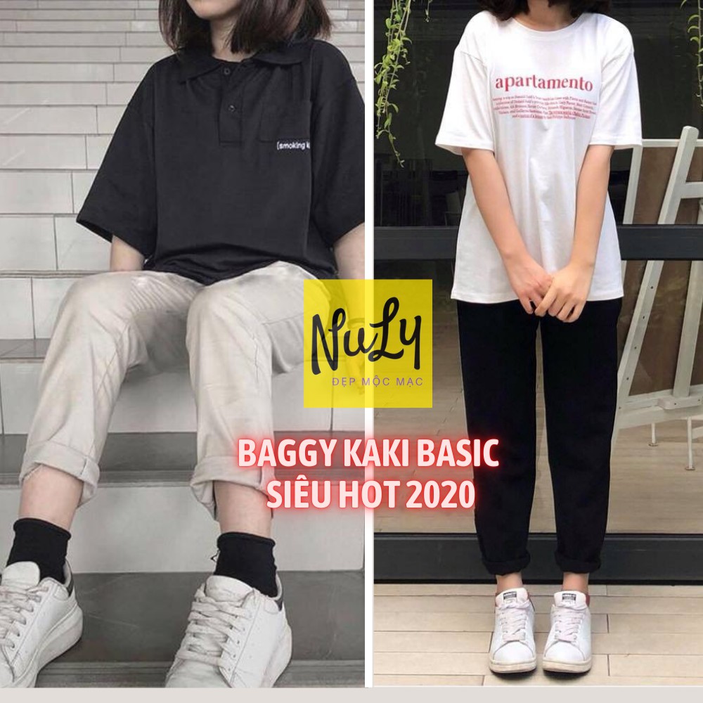 [CHẤT ĐẸP] Quần Kaki Nữ Unisex Ống Suông Sắn Gấu Hiện Đại, Cá Tính Freesize Dưới 60kg