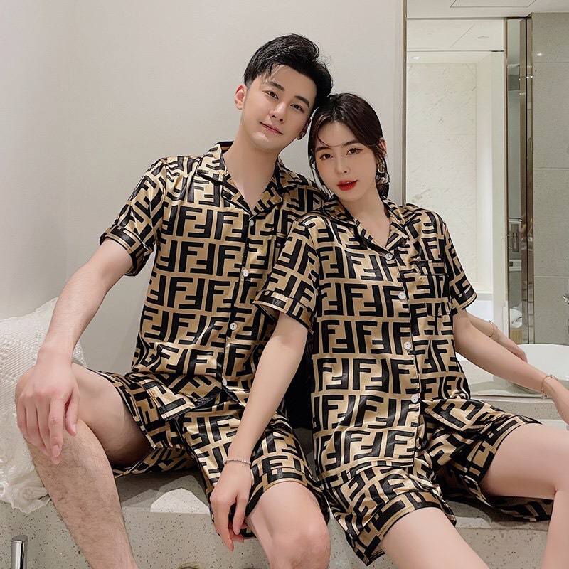 Pyjama lụa couple nam nữ kẻ sọc