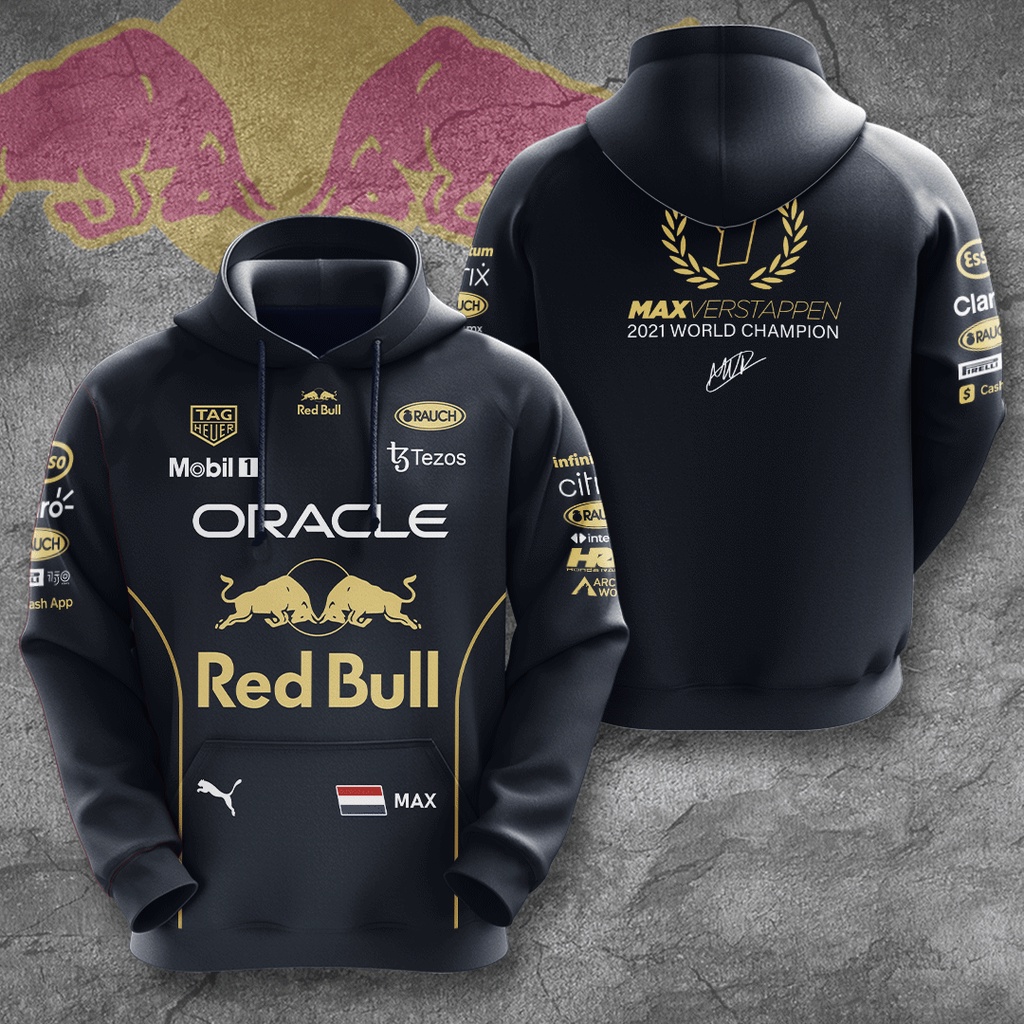 Áo Hoodie In Hình Xe Đua Red Bull 3D Max Verstappen x