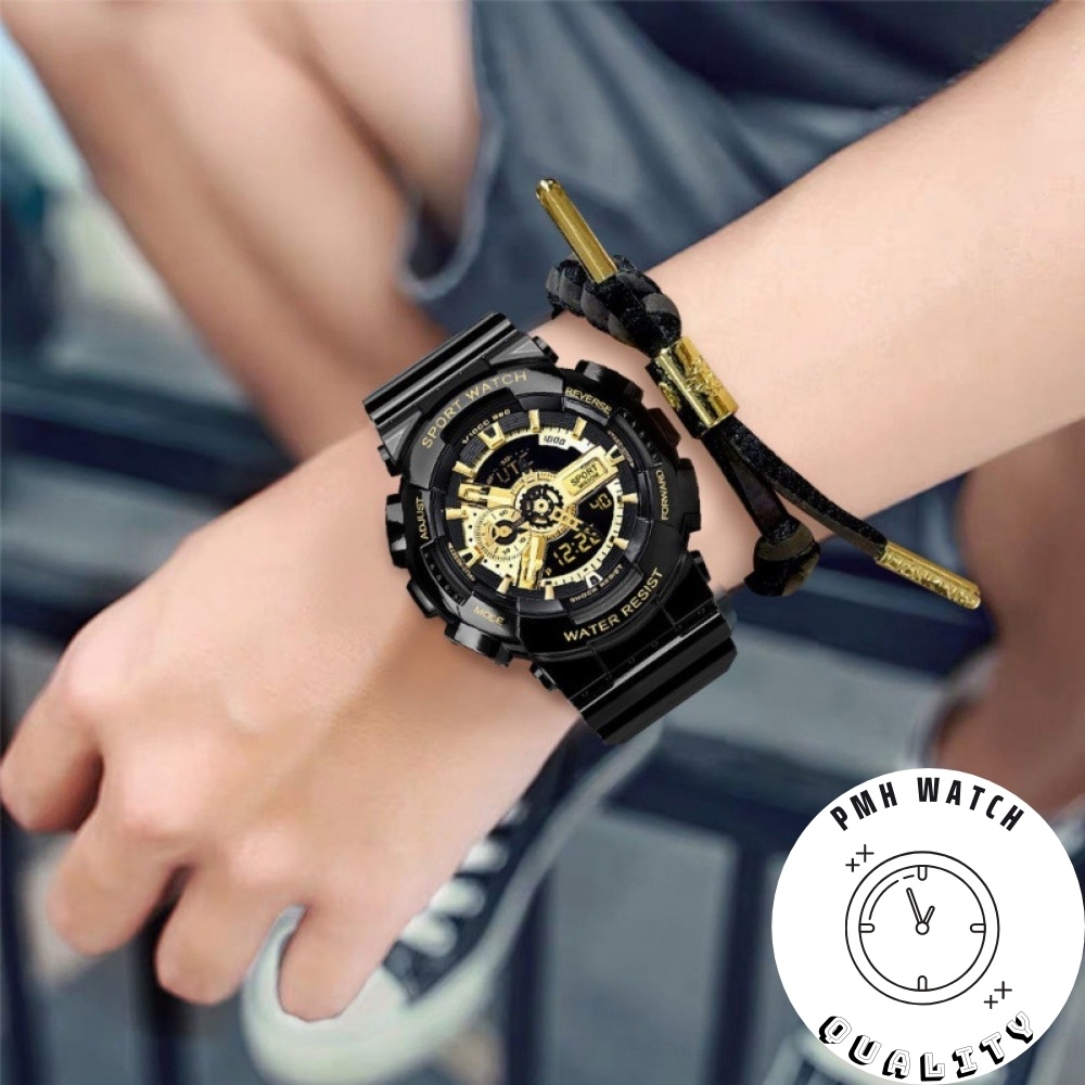 Đồng hồ đeo tay nam, Đồng hồ unisex thể thao GA110 màu đen vàng 55mm × 51,2mm × 17,4mm | BigBuy360 - bigbuy360.vn
