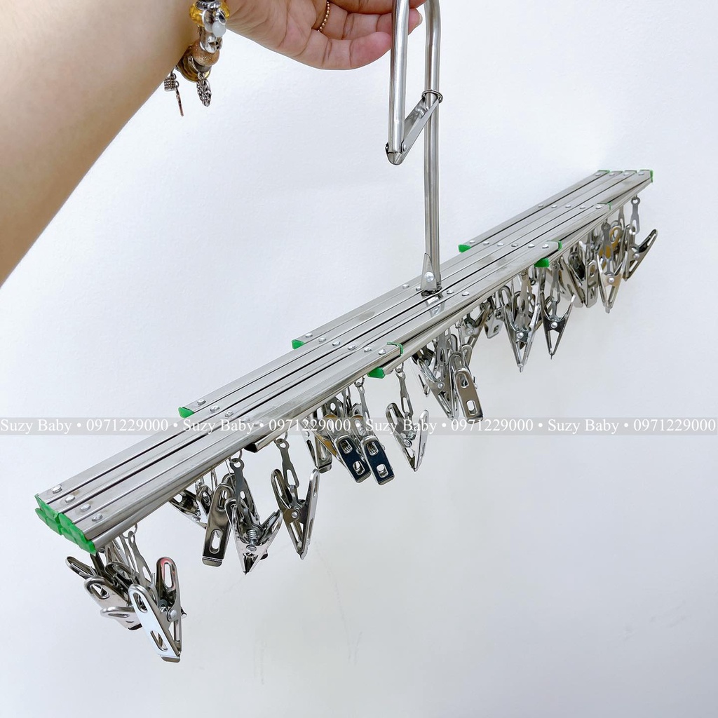 Móc chùm inox 32 kẹp cho bé phơi đồ