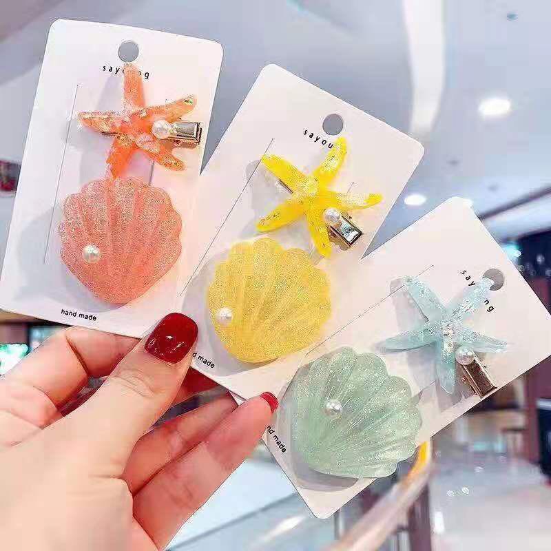 BỘ KẸP TÓC HÌNH SAO BIỂN VÀ KẸP HÌNH VỎ SÒ