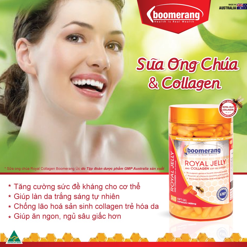 Viên uống sữa ong chúa Royal Collagen Boomerang [Nhập Khẩu Chính Hãng]