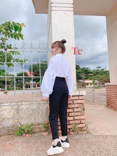 Áo sơ mi tay bồng chất lụa đẹo