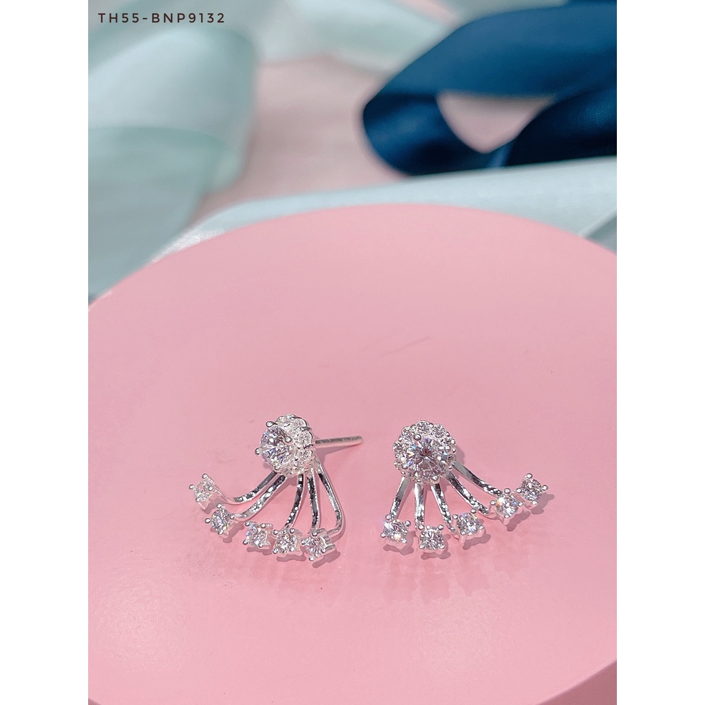 Bông tai bạc hàng cao cấp hoa tuyết nụ đa đeo được hai kiểu-Minh Tâm Jewelry