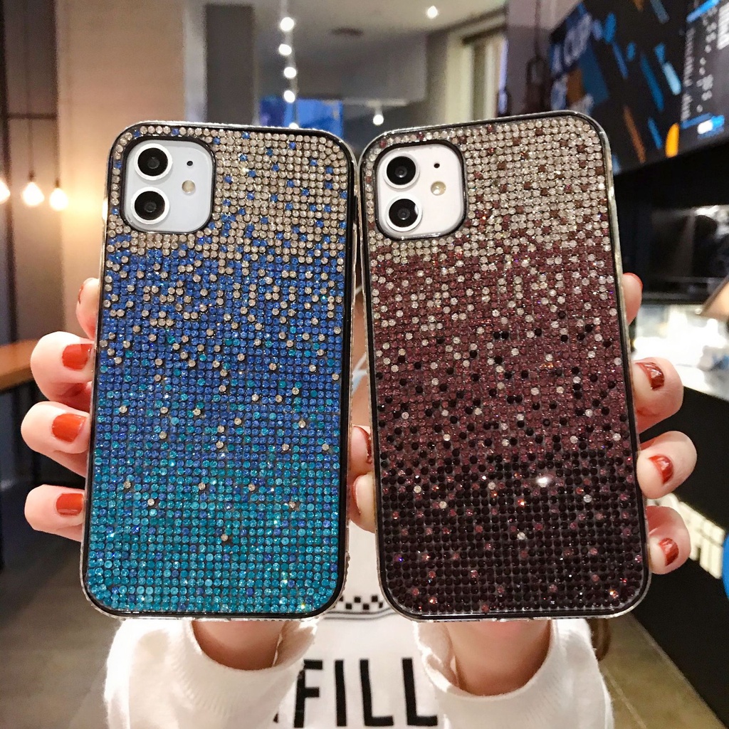 Ốp Điện Thoại Kim Cương Màu gradient Cho Iphone 13 14 Pro Max 12 XS Max 11