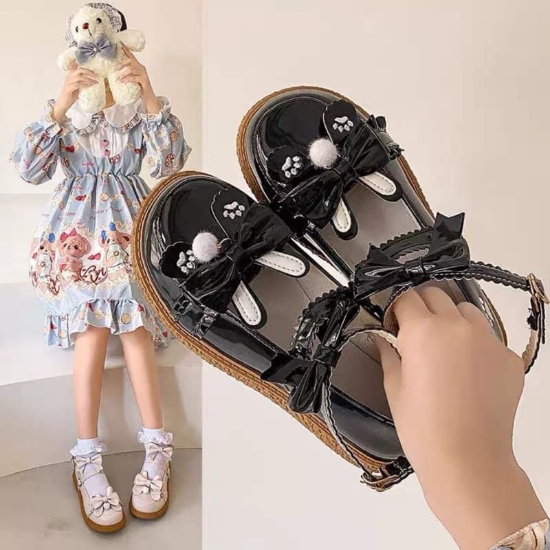 Giày Búp Bê Lolita Cổ Nơ RABBIT - Kèm ảnh thật
