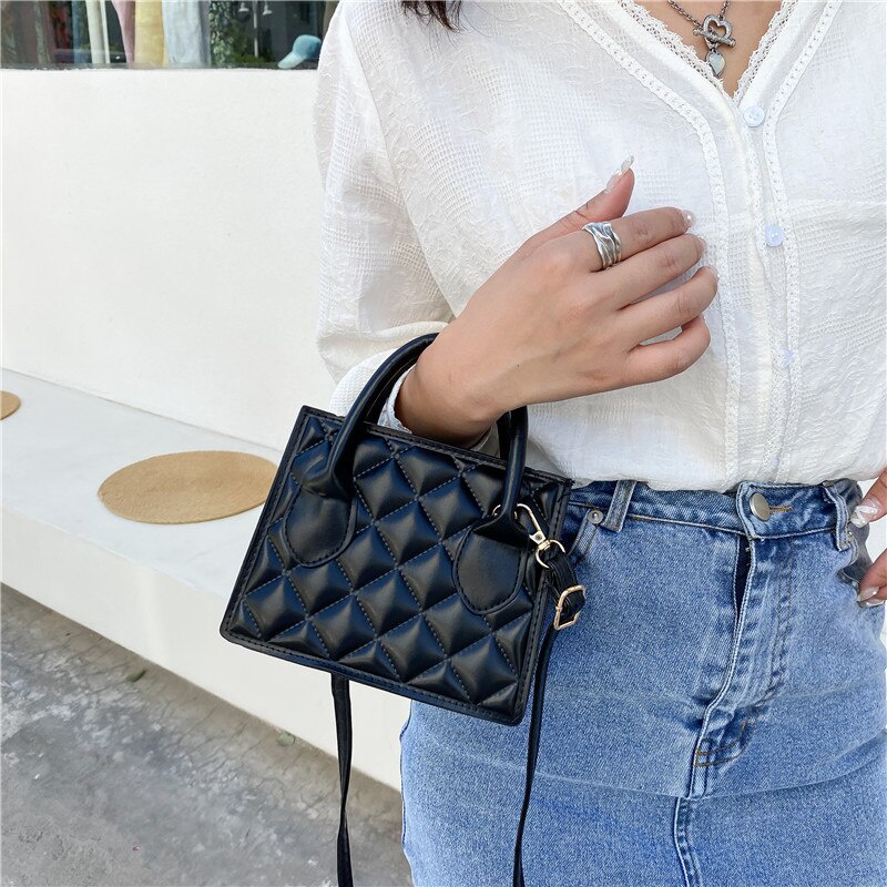 Túi Đeo Chéo JASMIN NOIR Dáng Vuông Nhỏ Họa Tiết Hình Thoi Đơn Giản Thời Trang Cho Nữ