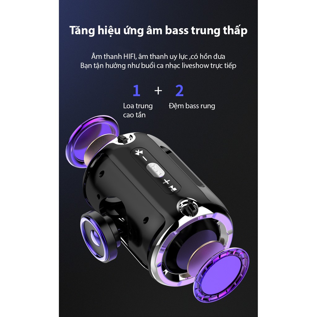 Loa Bluetooth 2020 KOZON kết nối không dây 5.0 loa siêu trầm mini nhỏ gọn có móc treo