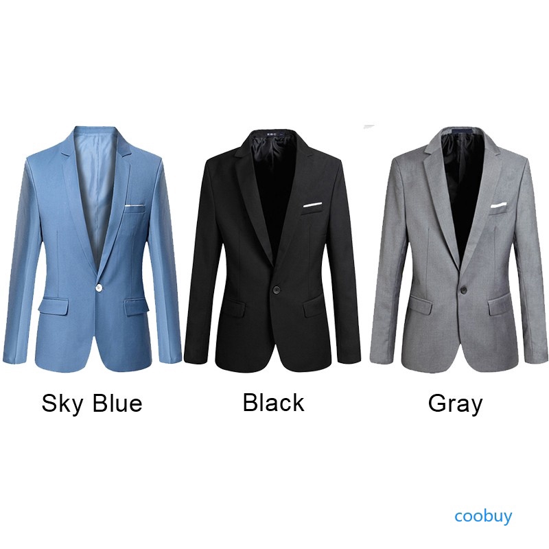 Áo khoác blazer dáng mảnh màu trơn tay dài cho nam giới | BigBuy360 - bigbuy360.vn