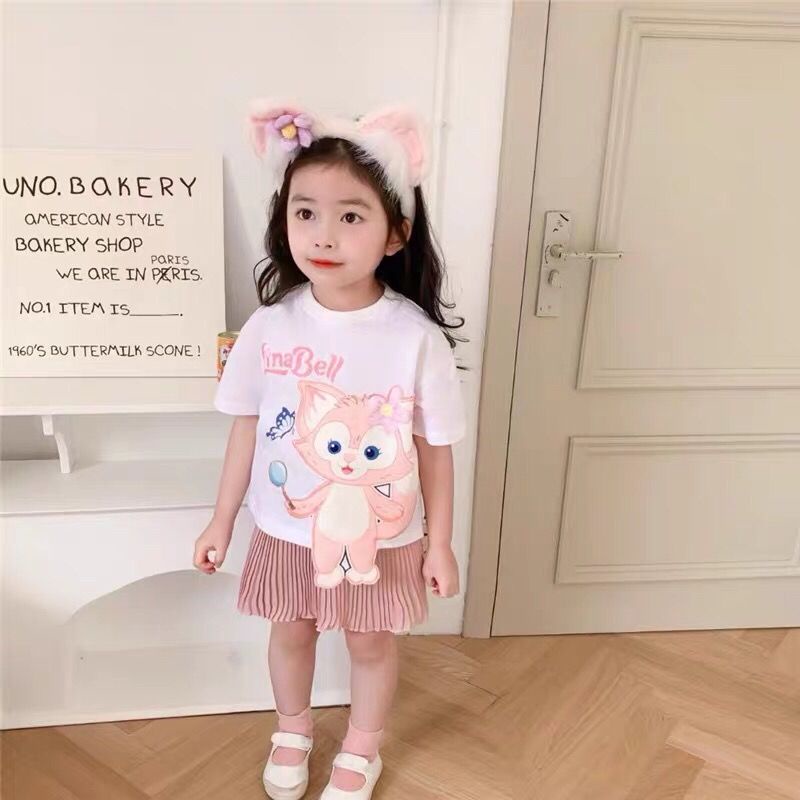 Áo Thun Cotton Tay Lỡ Thoáng Khí In Hình Thỏ/Cáo Hoạt Hình Ba Chiều Thời Trang Mùa Hè Cho Bé Gái 2022